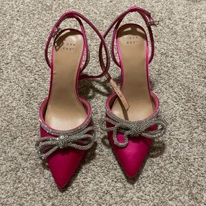 A New Day Fuchsia Heels with Metallic Bow